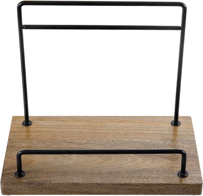 MyGift Acacia Wood Cookbook Stand, Black Metal Recipe Book Holder | Premium acacia wood and sturdy metal support recipes, tablets, or cutting boards while cooking, prepping, and baking - Image 7