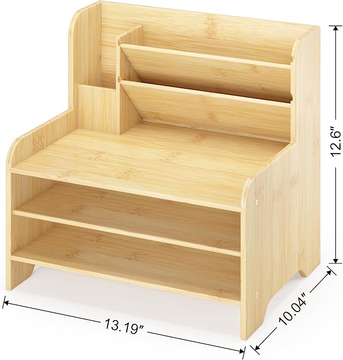Bamboo File Organizer for Desk, Desktop Paper Tray and Mail Holder | Three open tiers keep A4/letter paper, folders, bills and mail sorted, visible and easy to reach while saving desk space - Image 5