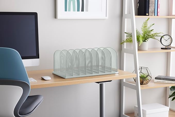 Safco Onyx Desk Organizer with 8 Vertical Sections, File Organizer for Home, Office, Classroom & More, Steel Mesh Construction - Image 3
