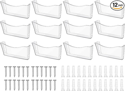 Colarr 12 Pcs Expandable Pocket Wall File Set Plastic Wall Mountable Space Saving Files Office Wall Organizer Wall Mount File Holder Wall Hanging File Organizer for Mail Letter Magazine (Clear) by Colarr