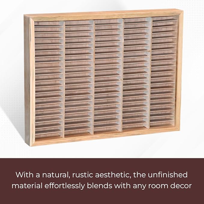 Kingdom LW100 5 x 20 Unfinished Wood Cassette Rack, 100 Capacity - Image 4