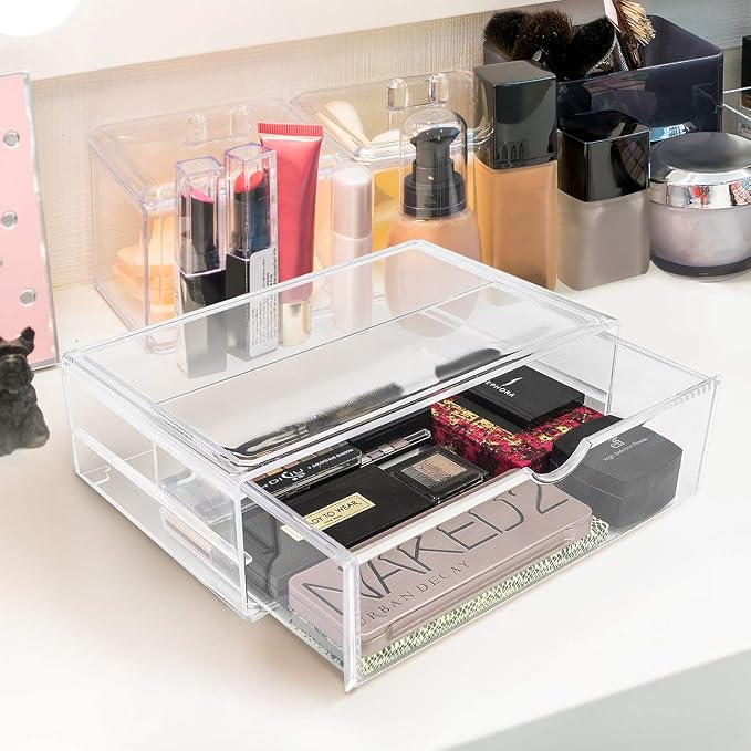 Sorbus Large Stackable Acrylic Drawers - 1 Clear Storage Drawers for Organizing Make up, Nail Polish, Hair Accessories, and Beauty Supplies - Makeup Organizer for Vanity, Bathroom Organizer Countertop - Image 7