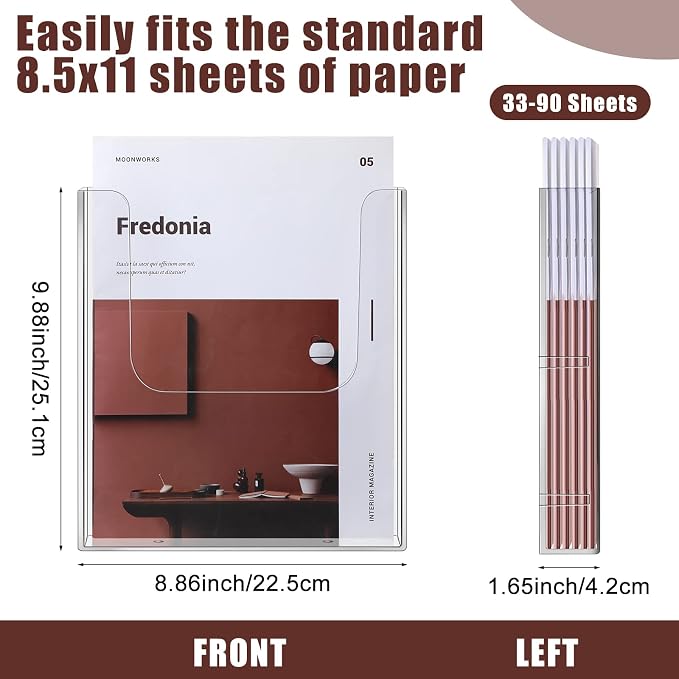 Wesiti 12 Pcs Acrylic Brochure Holder 8.5 x 11 Inches Wall Mount Flyer Holder Plastic Slat Wall Display Single Pocket Box for Magazines Poster Papers Files Menu Pamphlet Literature Documents - Image 3