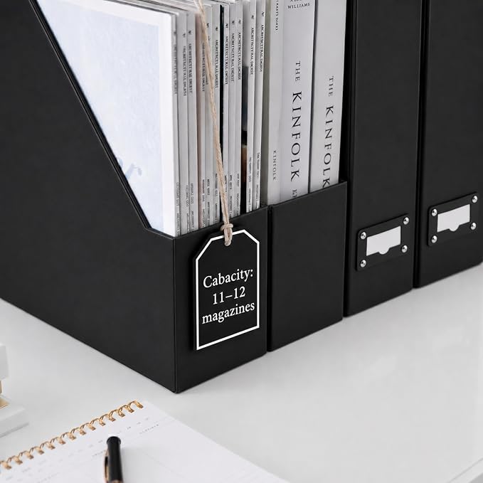 BLU MONACO Foldable Black Magazine File Holder | Set of 6 Cardboard Desk Organizer Boxes | Vertical Magazine File Holder | Standing File Holder | Office Classroom or Home - Image 6