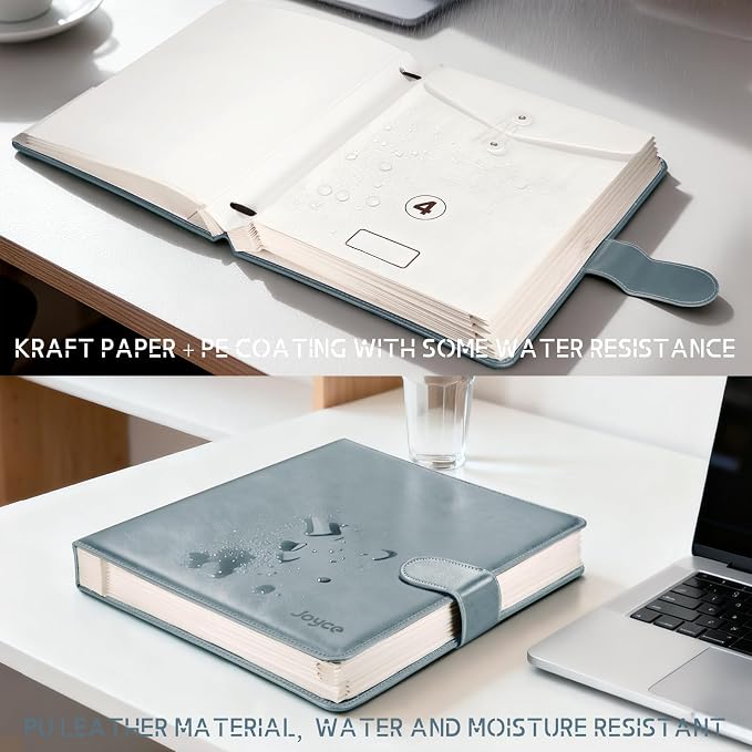 JOYCE Important Document Organizer 14 Expanding Pockets,Gray | Waterproof leather binder with 13 Card Slots for Passports, Birth Certificates, Tax Files and Wills - Image 7