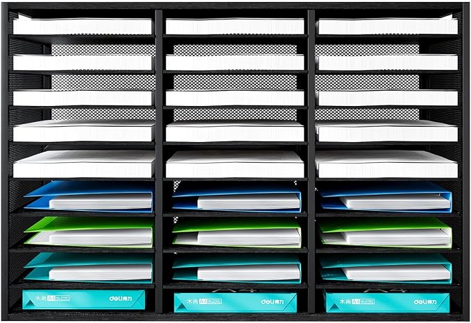 Mail Sorter Adjustable Countertop Heavy Duty Literature Organizer Student Mailbox for Classroom Desktop Bill Paper Holder Rack for Office Home School, 27 Compartments, Black - Image 5