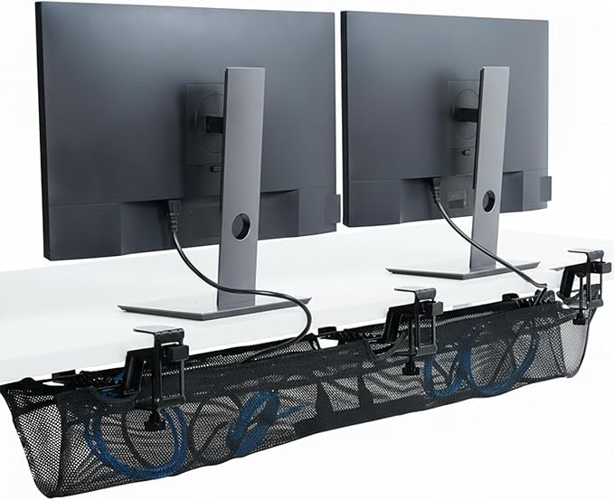 VIVO No Drill Clamp-on 55 inch Mesh Net Under Desk Cable Management Wire Organizer, Adjustable Home Office Standing Desk Cord Storage Sleeve, Black, DESK-AC55MH by Unknown