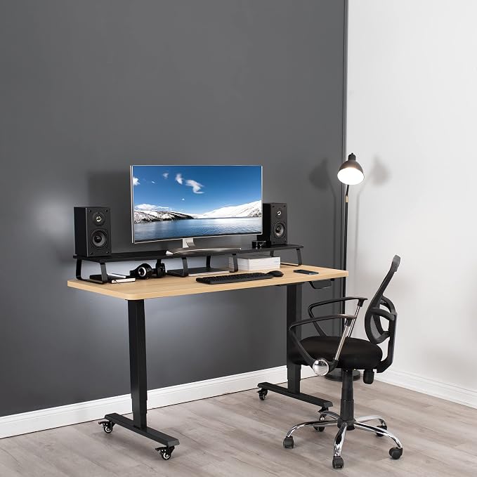VIVO 55 inch Extra Long Monitor Stand, Wood & Steel Desktop Riser, Multi Screen, TV, Keyboard, Laptop, Ergonomic Desk and Tabletop Organizer, Black, STAND-V000D5 - Image 7