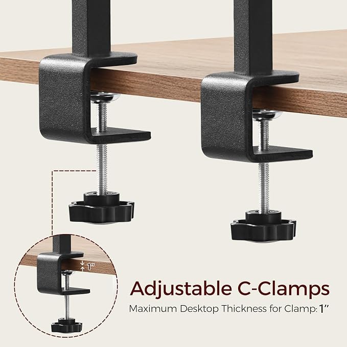 MAHANCRIS Clamp On Desk Organizer, 2-Tier Desktop Bookshelf, Adjustable Desk Storage Shelf, Metal Frame, for Office, Study and Game Room, Black DSBK3501 (Pack of 2) - Image 5