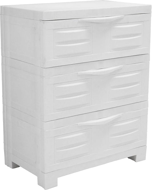 Sunnydaze 29.5" 3-Tier Heavy Duty Garage Storage Drawers, Speckled White | Easy-Clean Plastic Storage Cabinet with Drawers, Includes Anti-Tip Kit, Fully Assembled for Garage, Laundry Room, Office by SunnydazeDecor