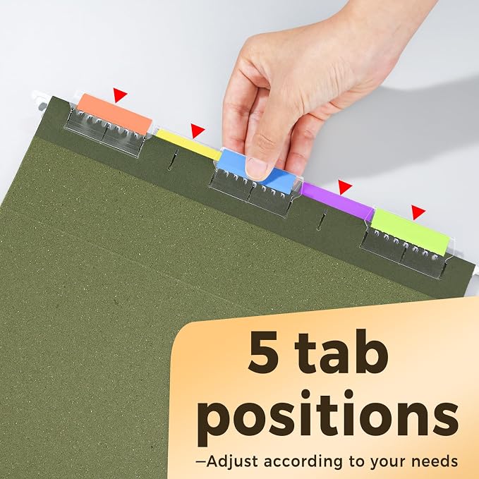 SUNEE Hanging File Folders, 25 Pack Reinforced Hang Folders Letter Size, Adjustable 1/5-Cut Tabs, Designed for Bulky Files, Filing Cabinet, Standard Green - Image 6