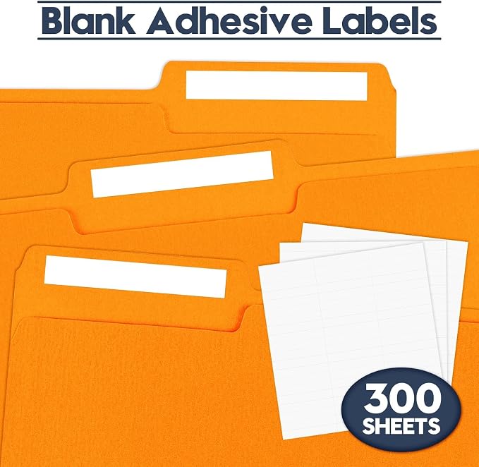 File Folders,Colored File Folders Letter Size,8.5" x 11",150 Pack 1/3 Cut Tab Bulk Folders,Durable Paper Folders with Blank Labels for Office Business School Home Use,Pumpkin Orange - Image 5