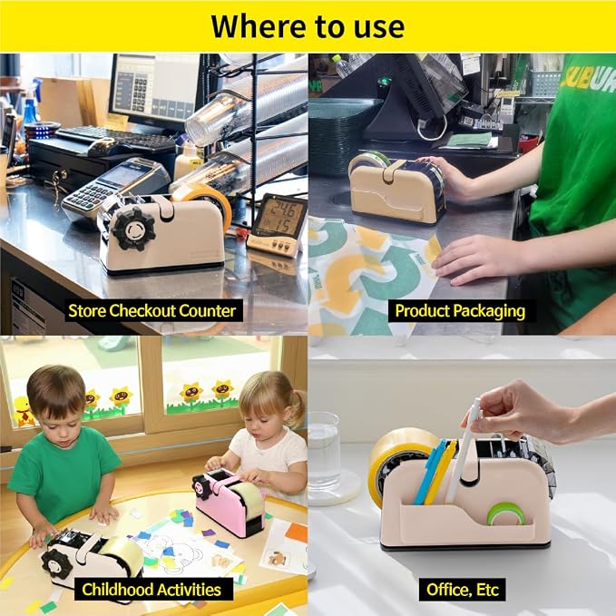 [TENDO°] TENDO Multi-Section Tape Dispenser, Custom Width Tape Cutter with 4 Cutting Sections, Built-in Safety Blade, Ergonomic Grip for Packing and Office Use, ZO-508(Beige) - Image 5