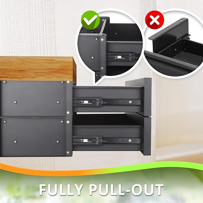 POPMOON 15 inch 2-tier Under Desk Drawer Slide Out Adjustable Organizer | Under Desk Drawer Slide Out Adjustable Height, Smooth Slide Rails, Carbon Steel Under Table Drawer, Tier Hold 22 Lbs - Image 6
