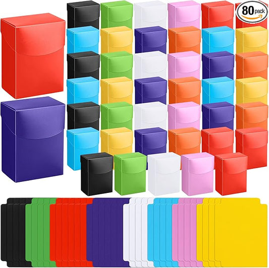 Jerify 80 Pcs Deck Cards Boxes with Dividers, 40 Trading Card Storage Box and 40 Dividers, Plastic Deck Cases Storage Organizer Carrying Case for Games Play Pieces Sports Basketball Football Baseball by Jerify