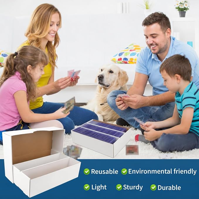 6 Pack Trading Card Storage Box, 2340 Count Card Storage Box White Sports Cards Storage Box Card Organizer Box Bulk Cardboard Card Storage Trading Card Box for Organizing Soccer Basketball Game Cards - Image 5