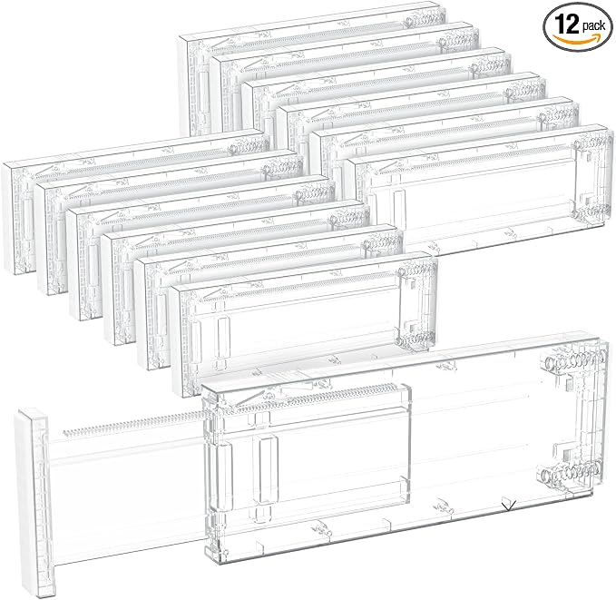 Lifewit 12 Pack 4" High Drawer Dividers 28-43.5cm/11-17" Adjustable Drawer Organizer for Clothes/Utensils, Expandable Drawer Organizer in Dresser/Kitchen/Bedroom/Office Organization & Storage Clear by Lifewit