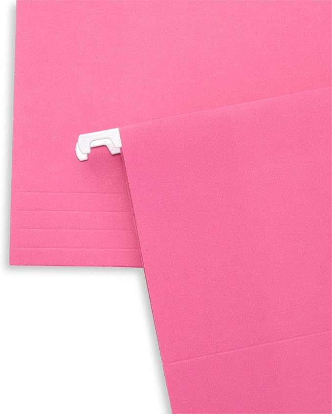 Blue Summit Supplies 50 Hanging File Folders, Letter Size, Pink | Reinforced letter size, 1/5 cut tabs, plastic tabs and inserts included, for filing cabinet, home, and office - Image 5