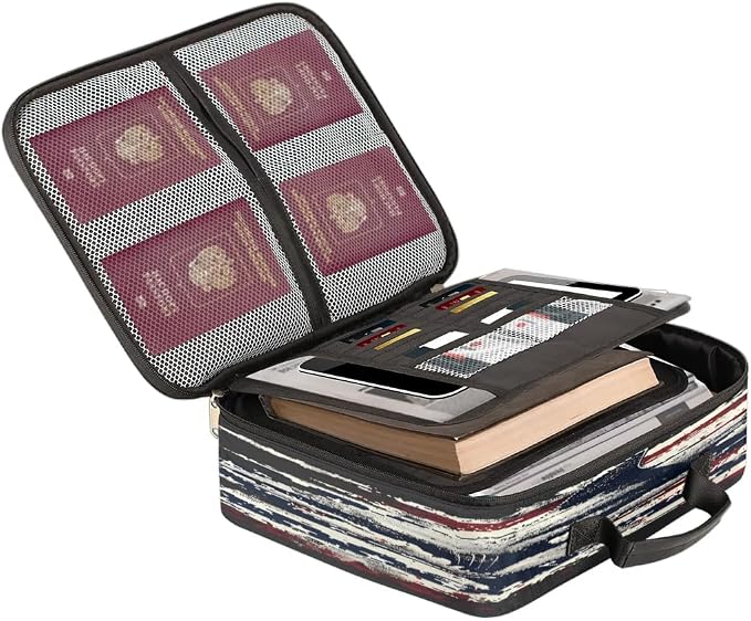 File Organizer Shark Stars Stripes Document Organizer with Handle Portable File Organizer Bag Home Travel Storage Bags for Files Laptop Certificates - Image 2