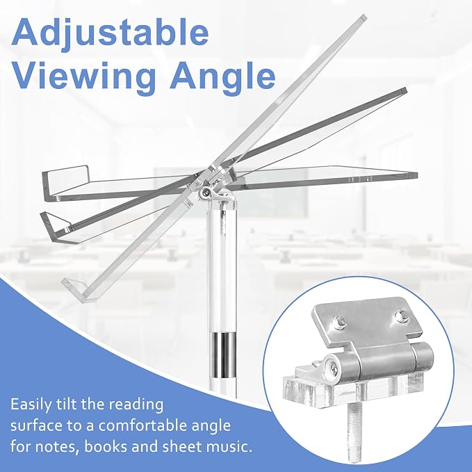 Podium Stand, Lecterns & Podiums, Acrylic Podium, Portable Podium Stand, Adjustable Angles with Metal Base, Podium for Classroom, Church, Weddings, Speech, 16" L x 12" W x 48" H, Clear - Image 2