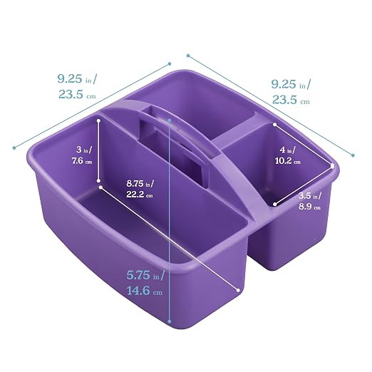 ECR4Kids 3-Compartment Small Plastic Caddy, Multipurpose Organization, Primary, 6-Pack - Image 2