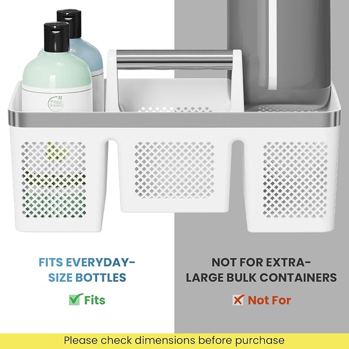 BYUNER 2Pack Plastic Shower Caddy: Portable Shower & Bathroom Caddy Tote with Handle, 4 Divided Compartments, Hard Plastic Shower Basket with All-Side Drainage for College Dorm Room Essentials - Image 7