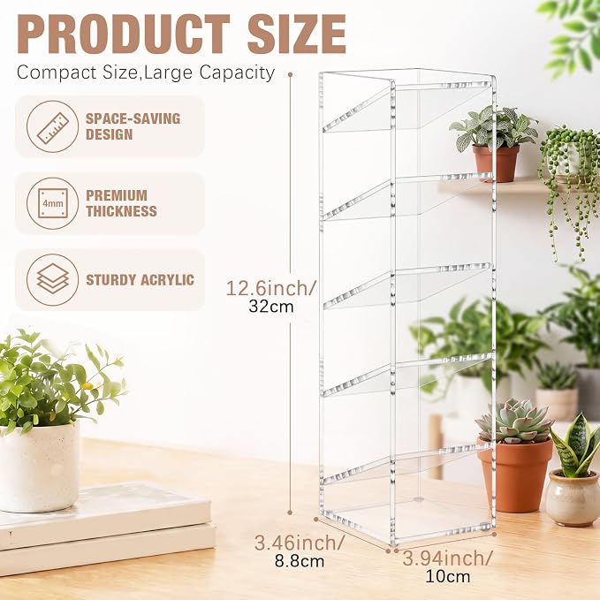 MotiMind Acrylic Pen Organizer Storage for 60 Markers Vertical Marker Organizer Acrylic Pen Display Holder for Office Desk Desktop Stationery Pencil Storage, Clear, 3.4 x 4 x 13 Inch - Image 2