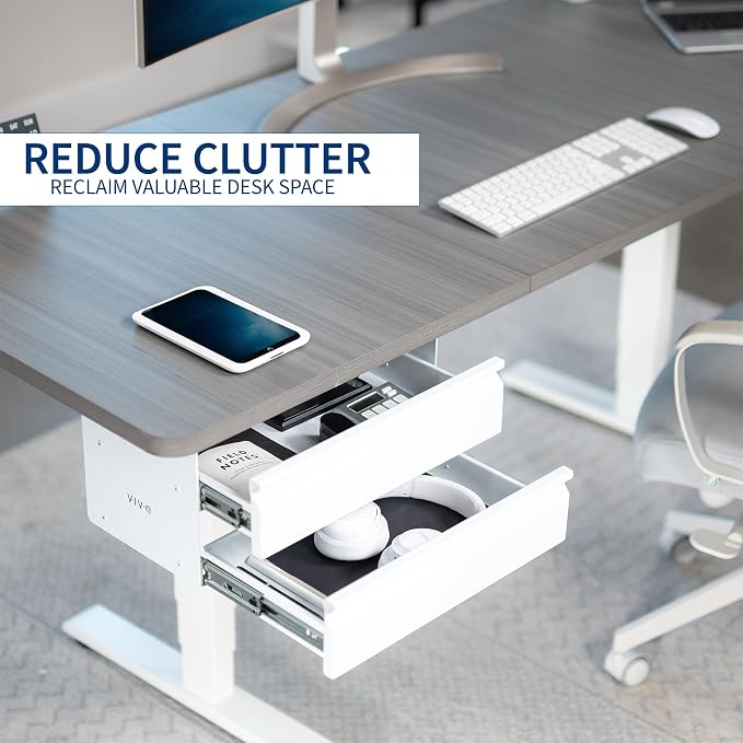 VIVO 16 inch Slide Out Dual Tier Desk Drawer, Under Desk 2 Layer Storage, White, DESK-DR02W - Image 7