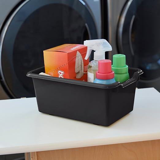 ECR4Kids Scoop Front Storage Bins, Multipurpose Organization, Black, 10-Piece - Image 10