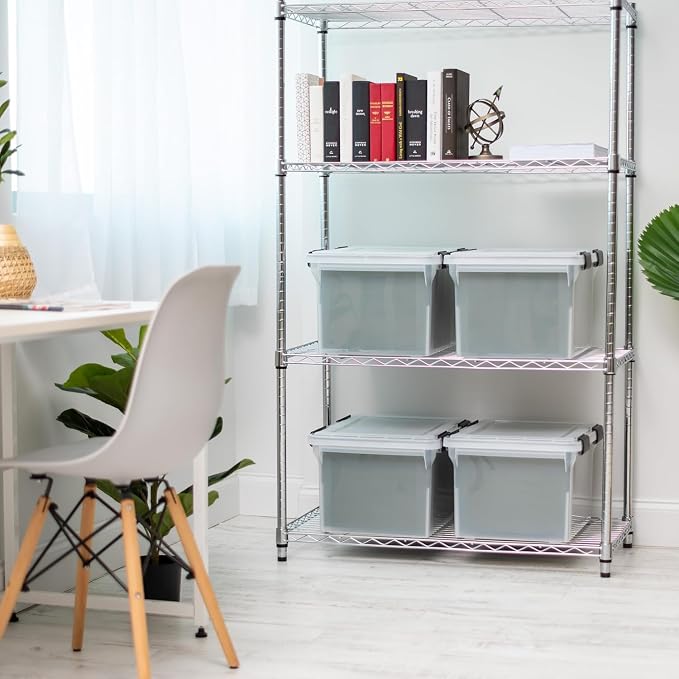 IRIS USA WeatherPro File Box Organizer, Letter/Legal, 32 Qt. 4-Pack, Clear | Organize important documents with water-resistant protection, secure latches, and stackable design for home or office storage - Image 6