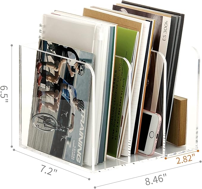 Magazine Holder, Clear Acrylic Magazine Rack, File Organizer for Office Desk, Book Organizer,-One-Piece-3 Vertical spaces,1 pack (B5)…… - Image 7