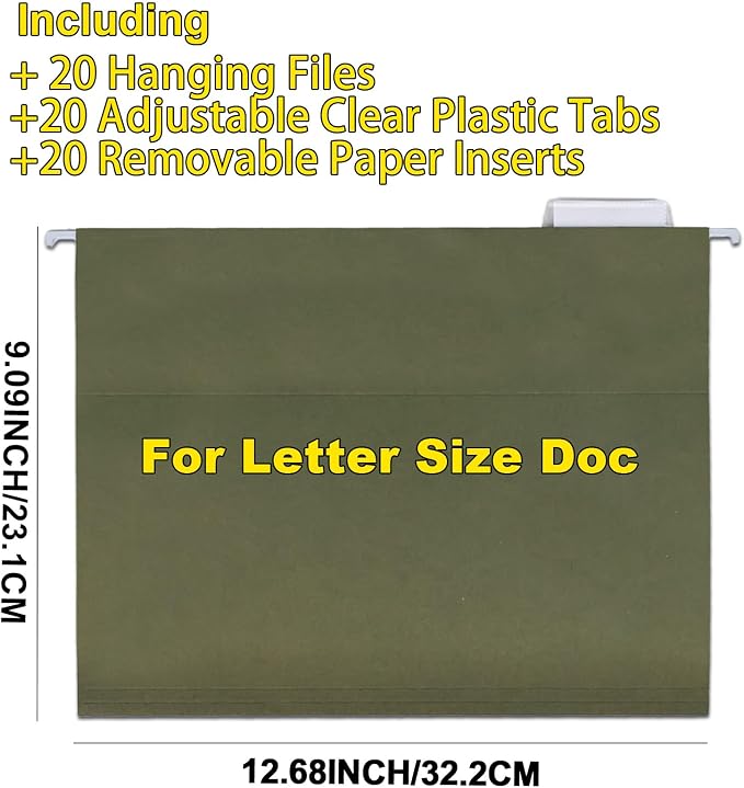Hanging File Box for Letter, All-in-one set with 20 Folders | Portable Locking Filing Storage Box with Handle & Shoulder strap, Lockable File Cabinet Documents Safe, Lockbox Doc Organizer - Image 7