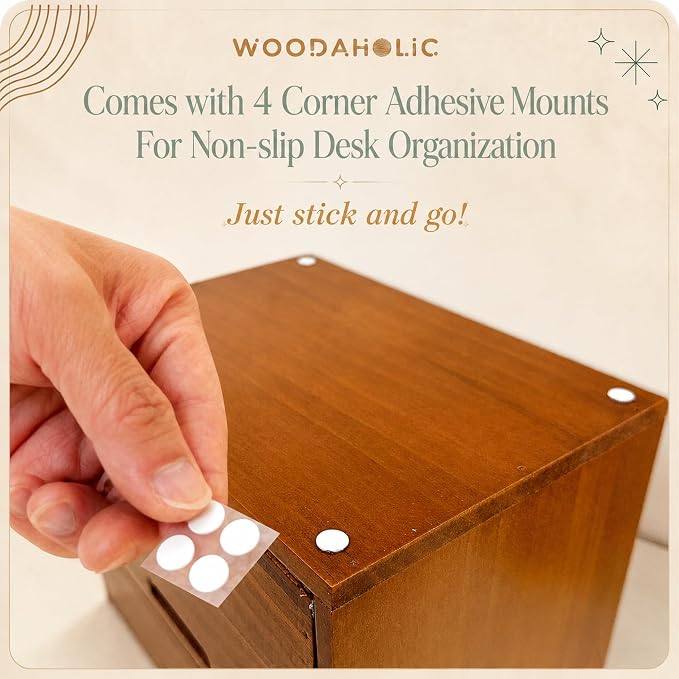 Modular Stackable Apothecary Cabinet 4 Drawer Desk Organizer - Retro Library Card Catalog Wood Storage Box - Organize Stationery, Thread Embroidery, Sewing, Crafts, Junk Drawer & Supplies Countertop - Image 4