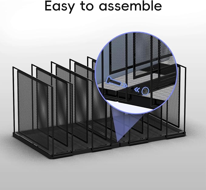 File Organizer for Desk, 7-Section Vertical File Sorter, Paper Holder Organizer Standing Metal File Folder for Office Home Classroom, Black - Image 4