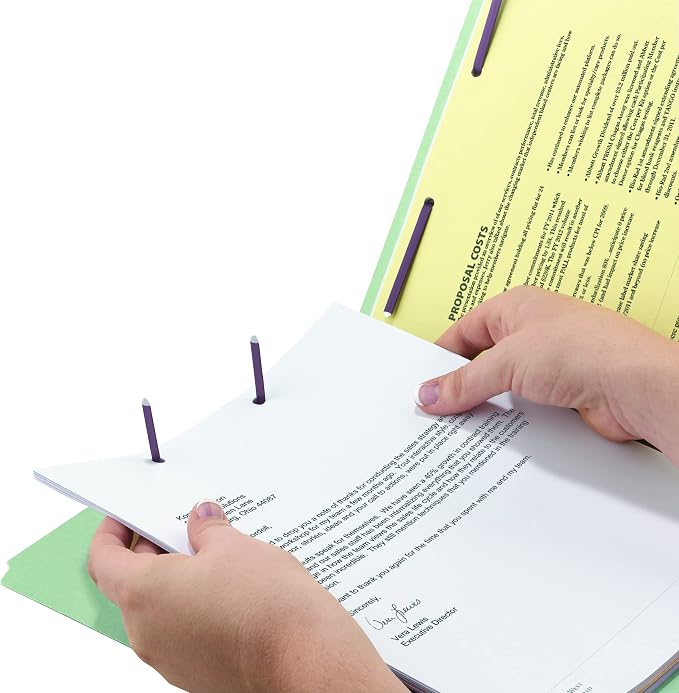 Smead End Tab Pressboard Fastener File Folder with SafeSHIELD, 2, 25 Mm Expansion, Letter Size, Gray, Green, 25 Count, 34705 - Image 4