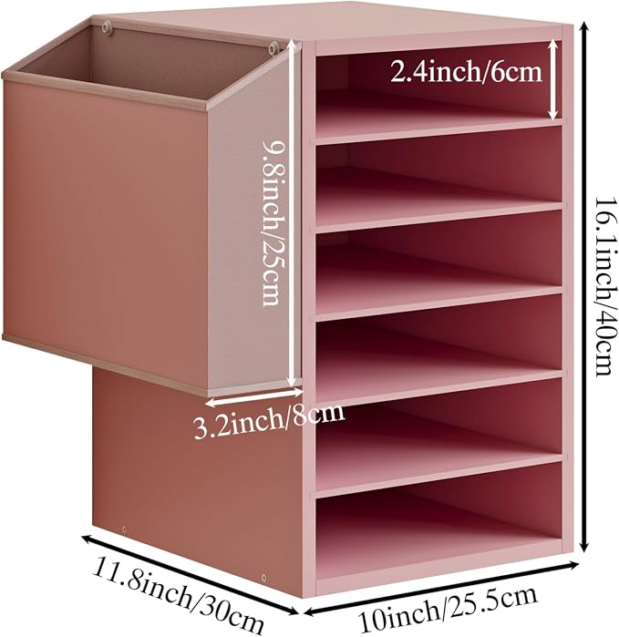 Unionly 6 Tier Adjustable Mail Sorter,Wood Paper Organizer for Class,Office | Office Mailbox with name slot,Literature Organizer with side pocket,Wooden File Storage Organizer for school,classroom,office - Image 5