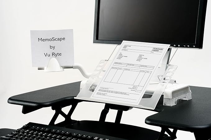 MemoScape Adjustable in-Line Document Holder for Typing | Reduces Neck Strain, Improves Focus, Boosts Desk Organization, and Workflow | Paper Holder Stand for Desk and Home Office - White (VUR 2080) - Image 6