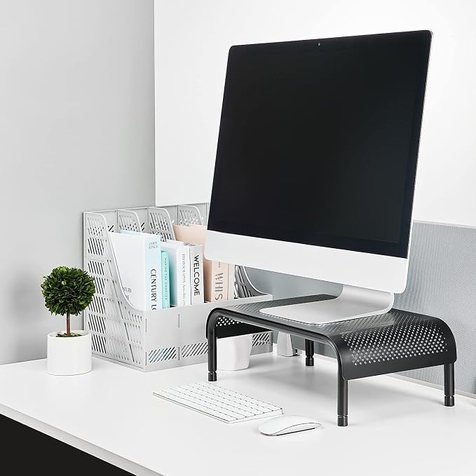 Staples Adjustable Monitor Stand, Black, Ergonomic Riser with Storage Space for Keyboard/Accessories, 2-Pack - Image 4