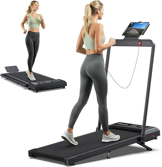 10% Incline Under Desk Walking Pad, 2.5HP Low Noise Treadmill for Home Office Apartment, 3 in 1 Lightweight Running Machine for Small Space, Works with Apps & Mute Remote Control, No Installation