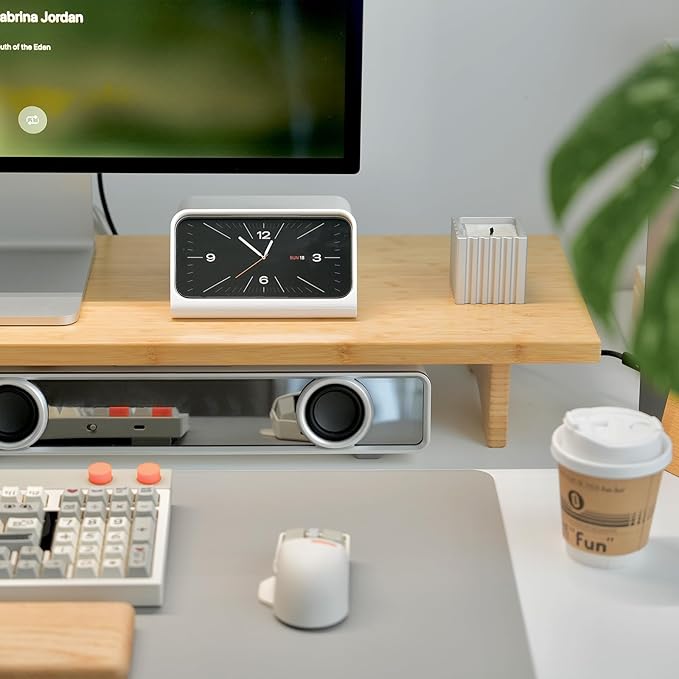 Bamboo Dual Monitor Stand Riser, 2-Tier Desk Shelf with Storage | 39.37-Inch Wide, 300 lbs Capacity, Removable Shelf for Monitors, Printer or TV in Home office, Natural - Image 5
