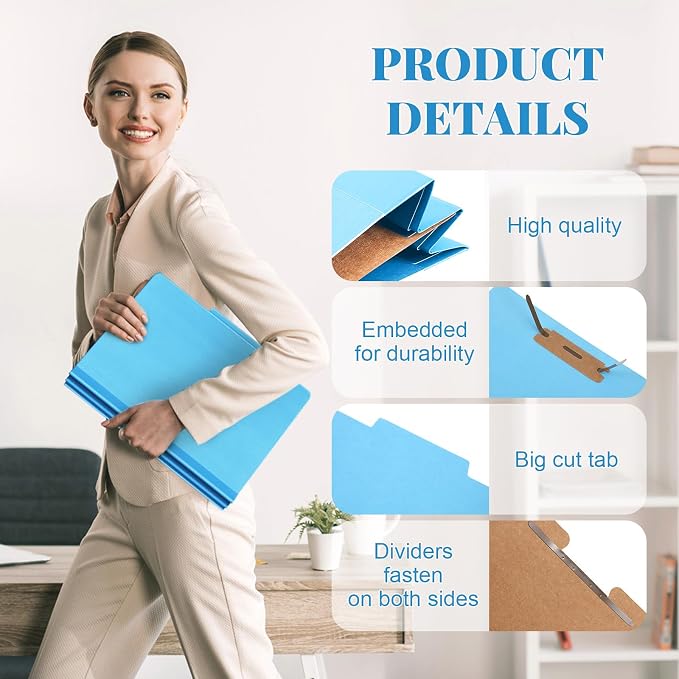 Skyygemm 36 Pcs Classification Folder Letter Size, 1 Divider,Blue | Back to School Supplies, File Organizer with Fastener, Expanding File Organizer Bulk for Office Employee, Staff, Teacher - Image 3