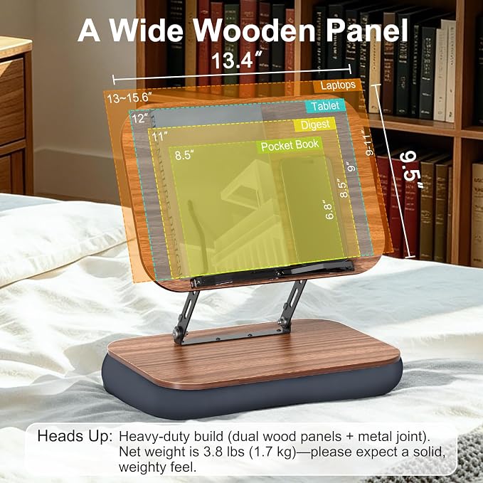 Lap Bean Bag Book Holders for Reading Hands Free, Adjustable Book Stand | Hands-Free Reading Pillow Stands with Page Clips, Book Holder Rest for Bed Desk Couch, Recipe Kitchen Readers Lovers Gifts - Image 5