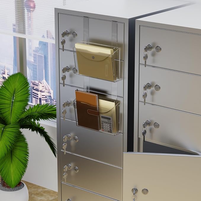 2 Tier Clear Acrylic Wall Hanging File Organizer Over the Door File Holder | 3mm Thickened Acrylic File Folder with Hooks, Book Mail Paper Document Storage Organization 2 Pockets for Office School Home - Image 4