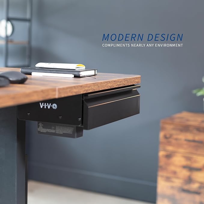 VIVO 16 inch Under Desk Slide Out Drawer with Power Strip for Charging, Storage Organizer, Black, DESK-DR16-BP - Image 9