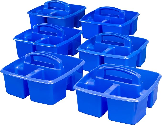 Storex 3-Compartment Small Caddy – Multipurpose Classroom Organizer with Handle, Blue, 5-Pack (00947E06C) - Image 2