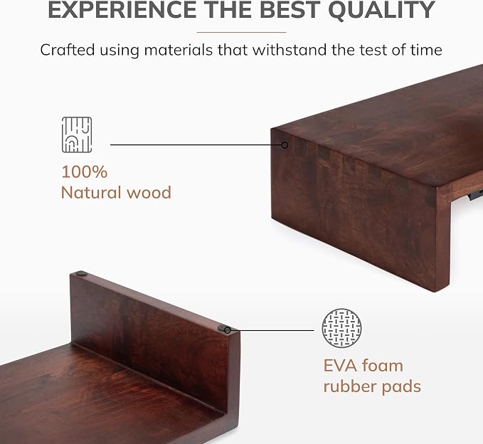 Anji Mountain Wooden Monitor Stand - Elegant Monitor Riser, Perfect Monitor Stand for Desk Organization, Durable Wood Construction monitor stands, Enhances Ergonomics and Workspace Efficiency,Walnut - Image 2