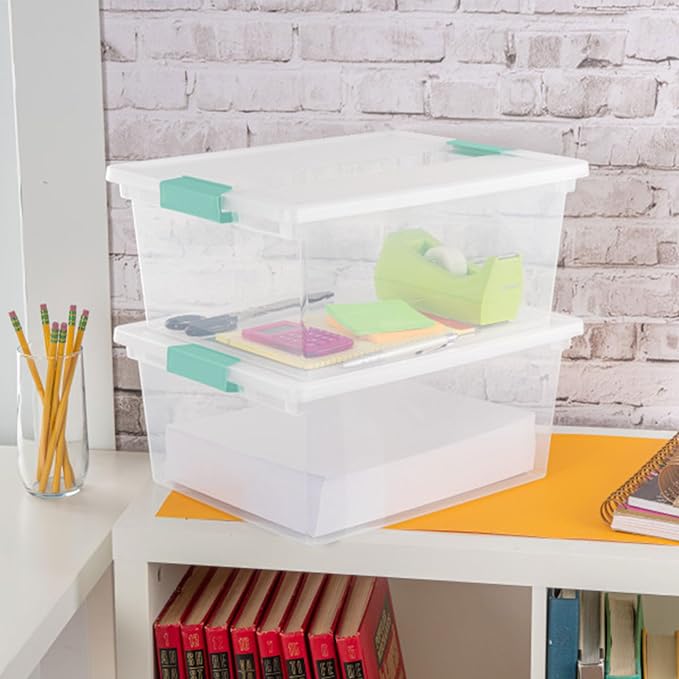 Sterilite Clip Box, Stackable Clear Plastic Bins- Deep, 8-Pack | Storage Containers with Latching Lids for Writing, Arts or Crafts Supplies - Home, Office, Classroom & Workshop Organization - Image 9