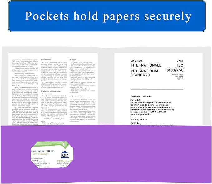 Zzrywuty 100 Packs Paper Purple Folders with Pockets for Students,Businessmen and Office Workers,Letter Size,Two Pocket Folders with Card Slot for Office,Business,School Supplies - Image 3