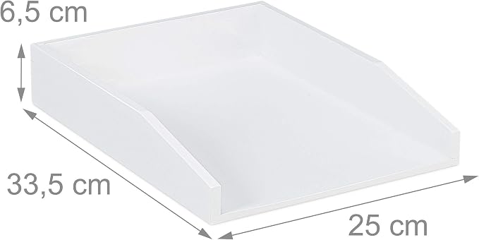 5 x document trays, stackable, DIN A4 paper, office, desk, bamboo wood letter tray, 6 x 25 x 33 cm, white - Image 4
