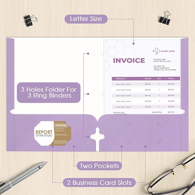 120 Pack Folders with Pockets, 2 Pocket Folder Bulk, Letter Size for School | Soft Colors, 3 Hole Punched with Business Card Slot, 100 Sheets Capacity, Suitable for Office Home, Back to School - Image 2